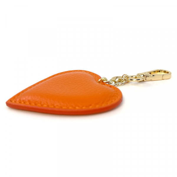 Trixi Gronau leather key fob Coeur orange side